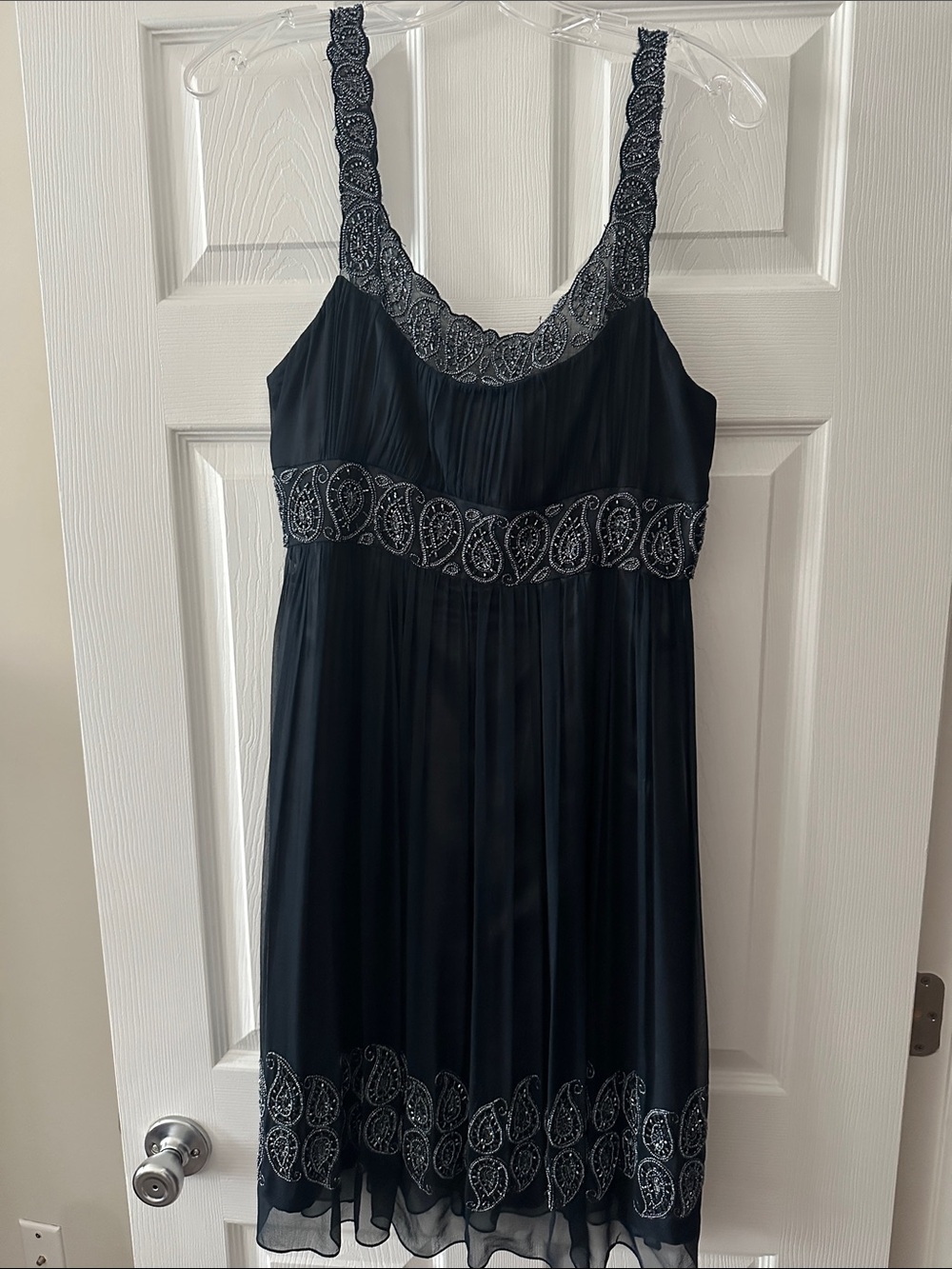 Night Way Collections Black Embroidered Sleeveless Chemise